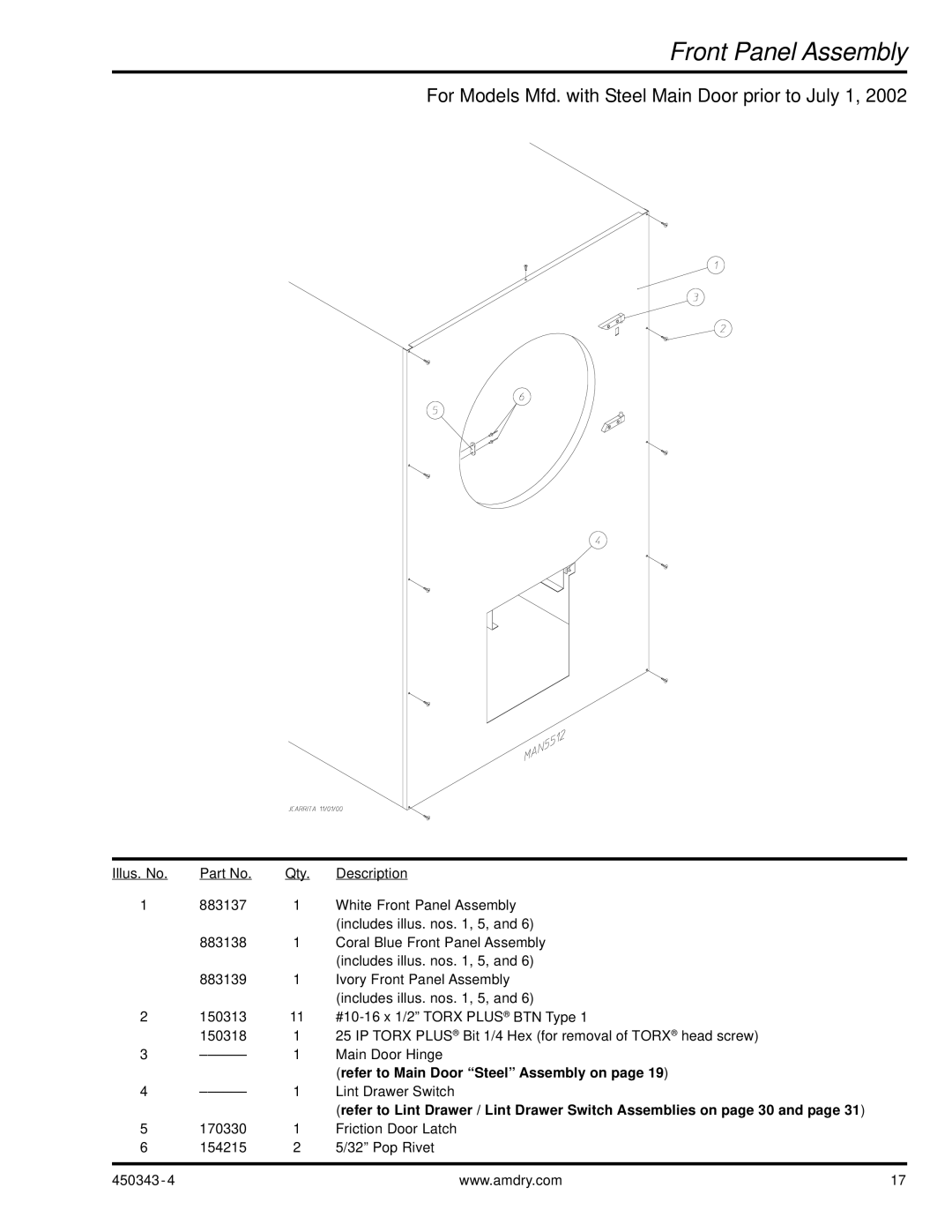 ADC AD-30V manual For Models Mfd. with Steel Main Door prior to July 1 