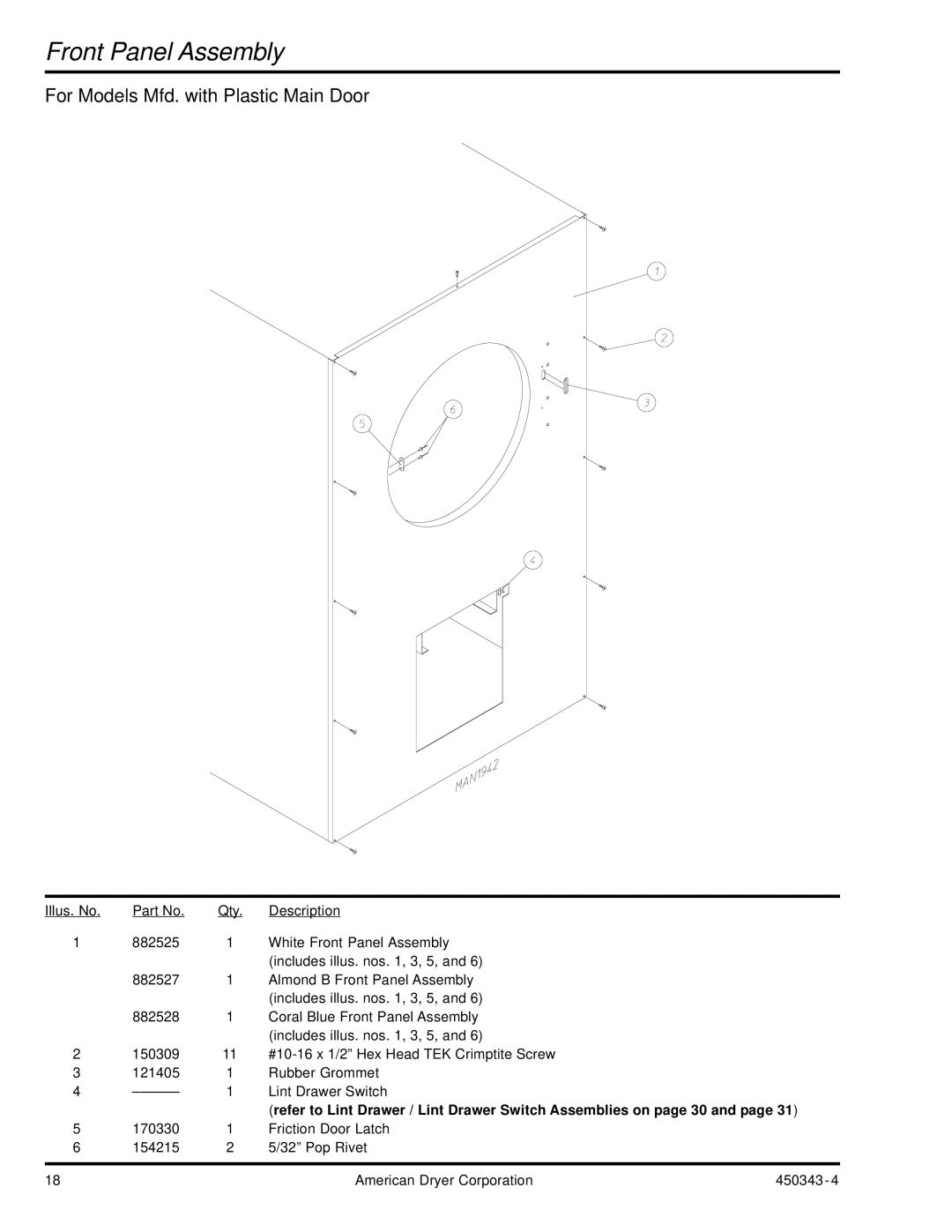 ADC AD-30V manual For Models Mfd. with Plastic Main Door 