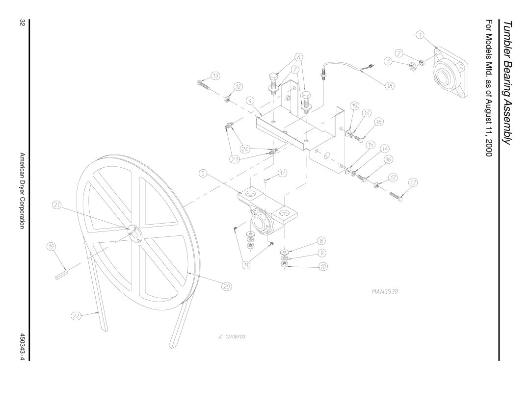 ADC AD-30V manual Tumbler Bearing Assembly, For Models Mfd. as of August 11 