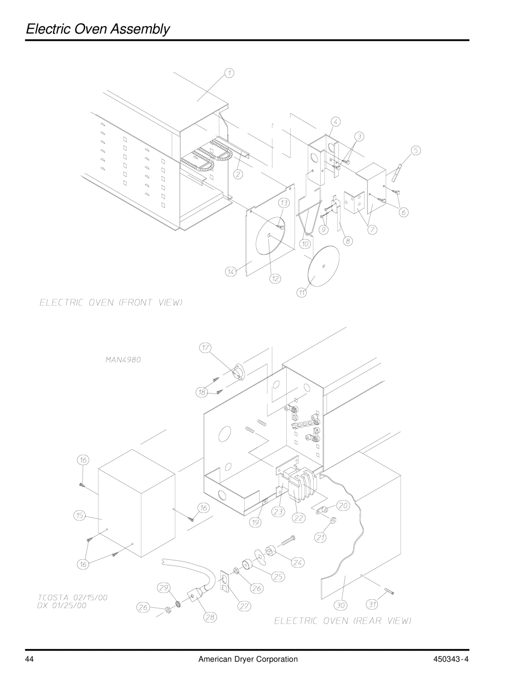 ADC AD-30V manual Electric Oven Assembly 