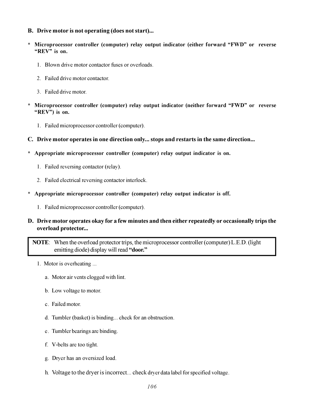 ADC AD-310 service manual Drive motor is not operating does not start 