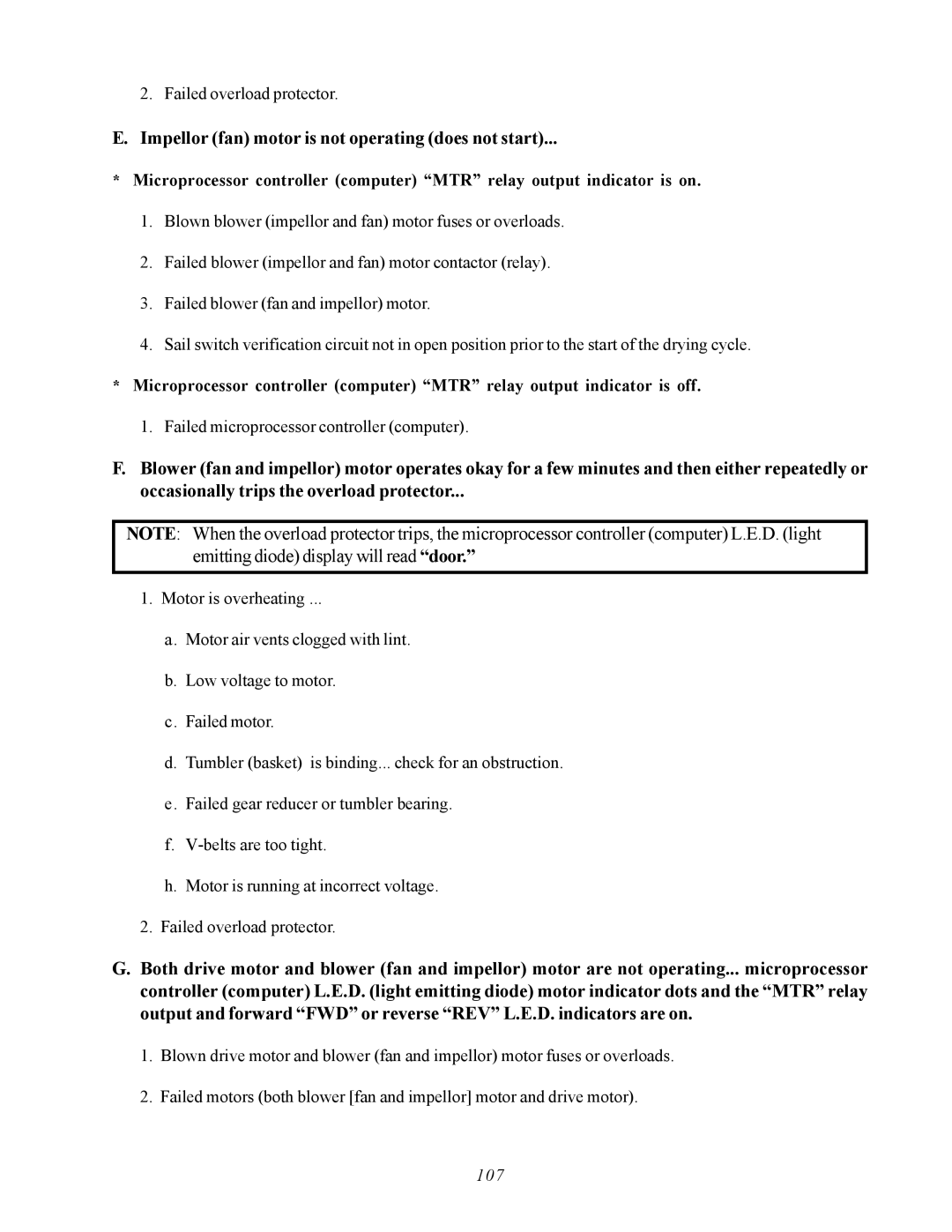 ADC AD-310 service manual Impellor fan motor is not operating does not start 