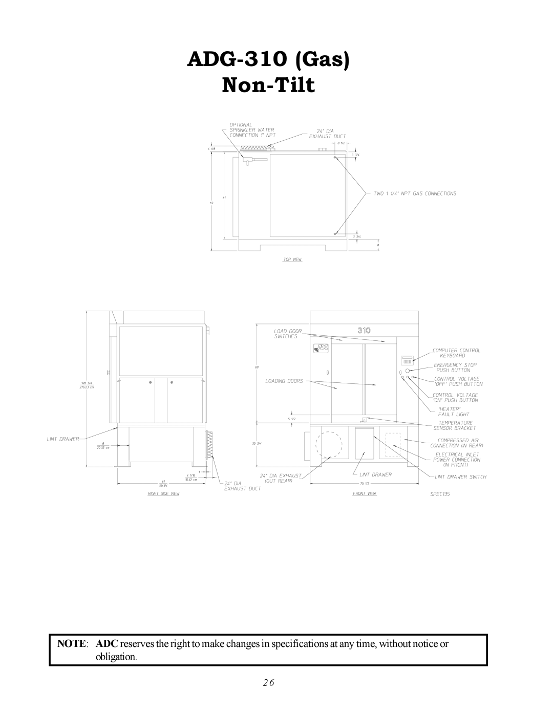 ADC AD-310 service manual ADG-310 Gas Non-Tilt 