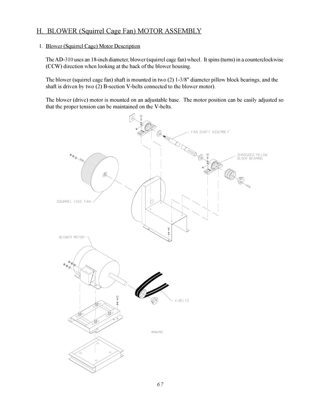 ADC AD-310 service manual Blower Squirrel Cage Fan Motor Assembly 