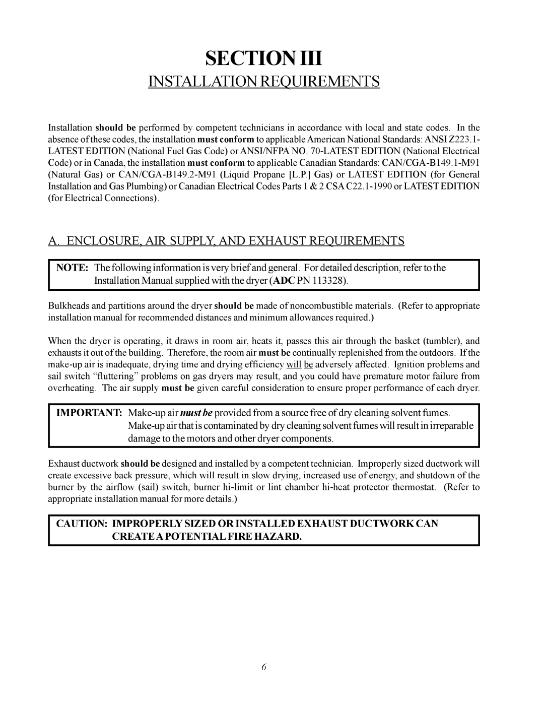 ADC AD-360X2 manual Installation Requirements, ENCLOSURE, AIR SUPPLY, and Exhaust Requirements 