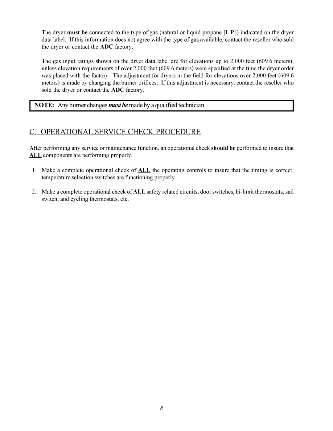 ADC AD-360X2 manual Operational Service Check Procedure 