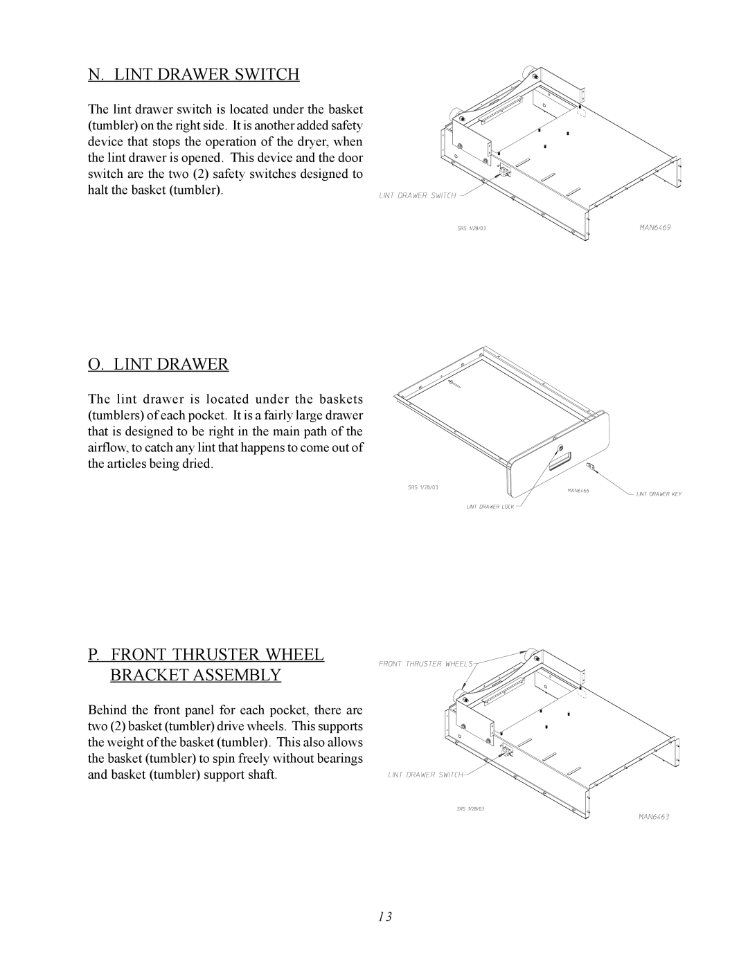 ADC AD-360X2 manual Lint Drawer Switch, Front Thruster Wheel Bracket Assembly 