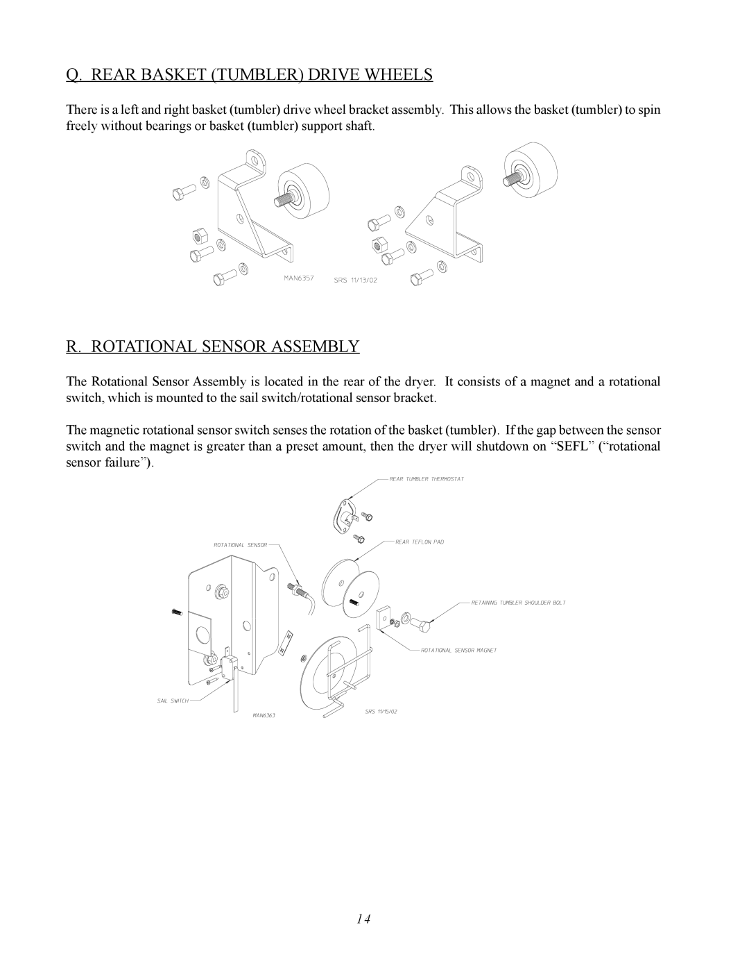 ADC AD-360X2 manual Rear Basket Tumbler Drive Wheels, Rotational Sensor Assembly 