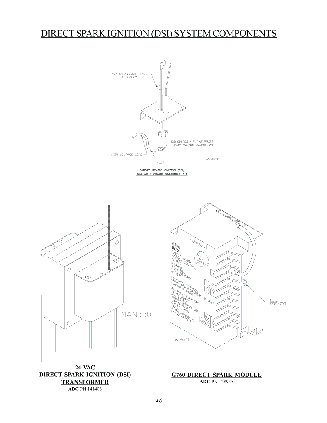 ADC AD-360X2 manual Direct Spark Ignition DSI System Components 