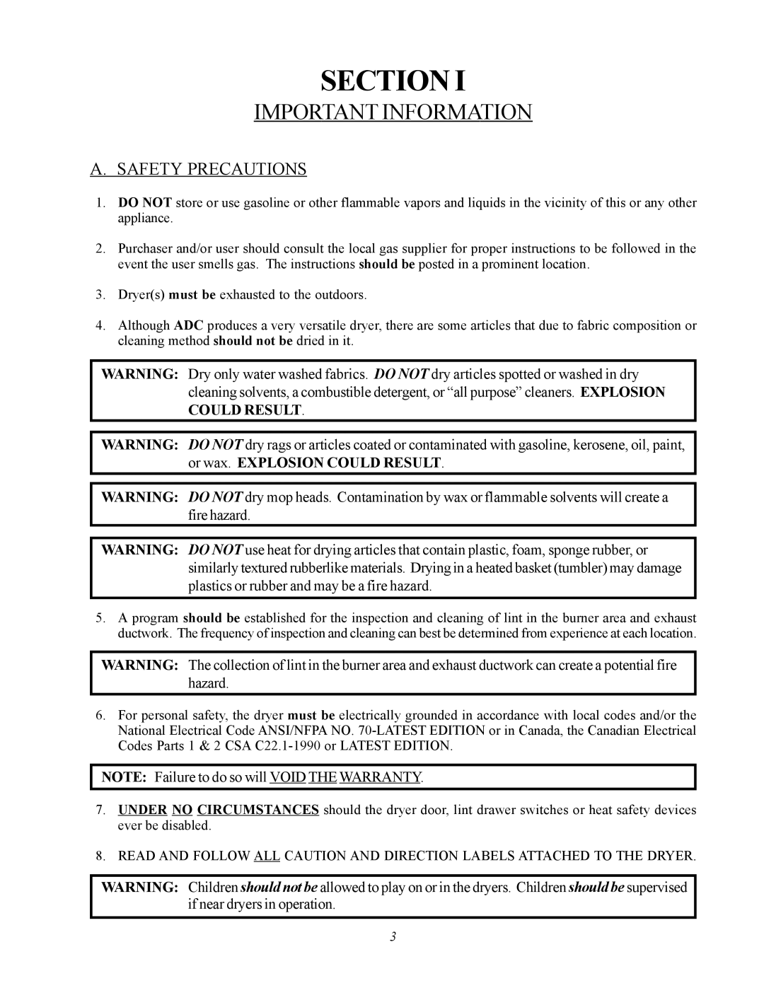 ADC AD-360X2 manual Important Information, Safety Precautions 