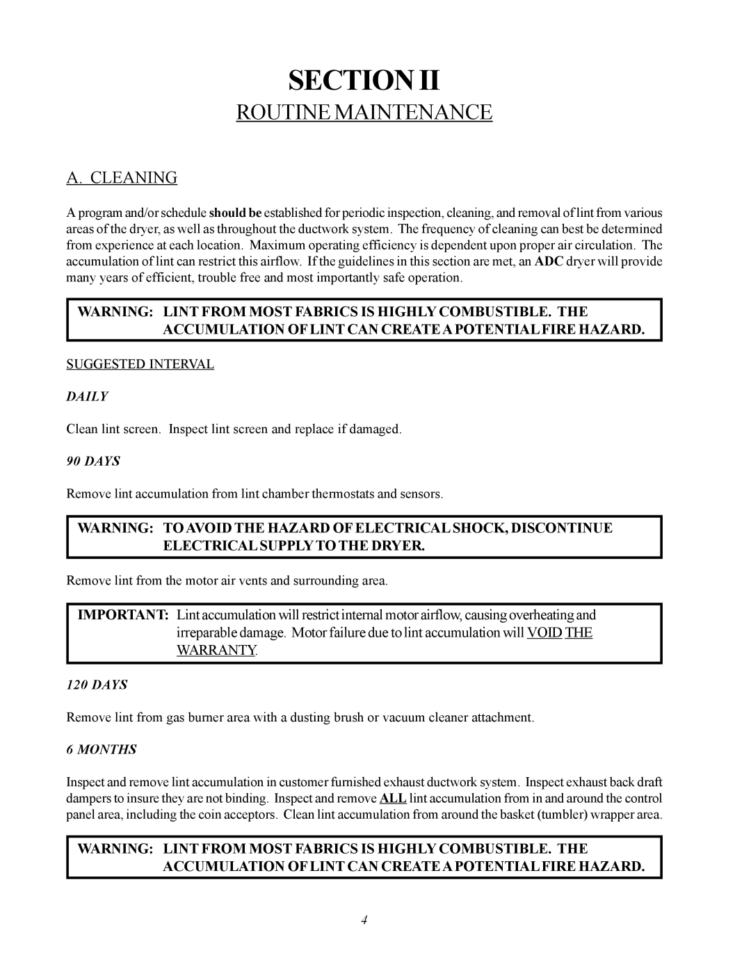 ADC AD-360X2 manual Routine Maintenance, Cleaning, Suggested Interval 