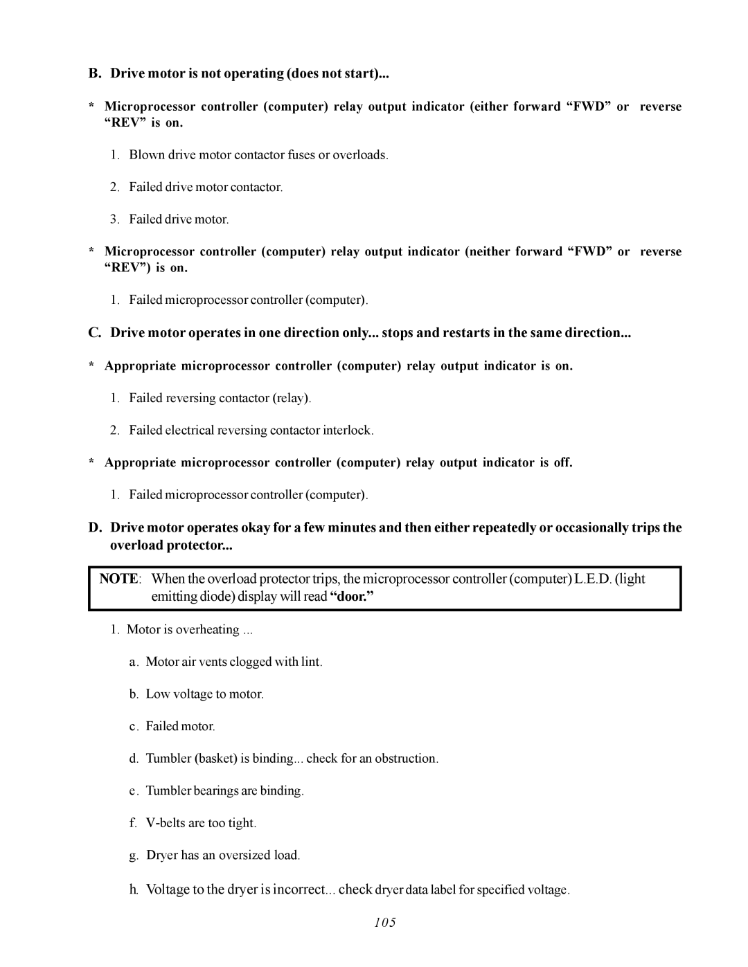 ADC AD-410 service manual Drive motor is not operating does not start 