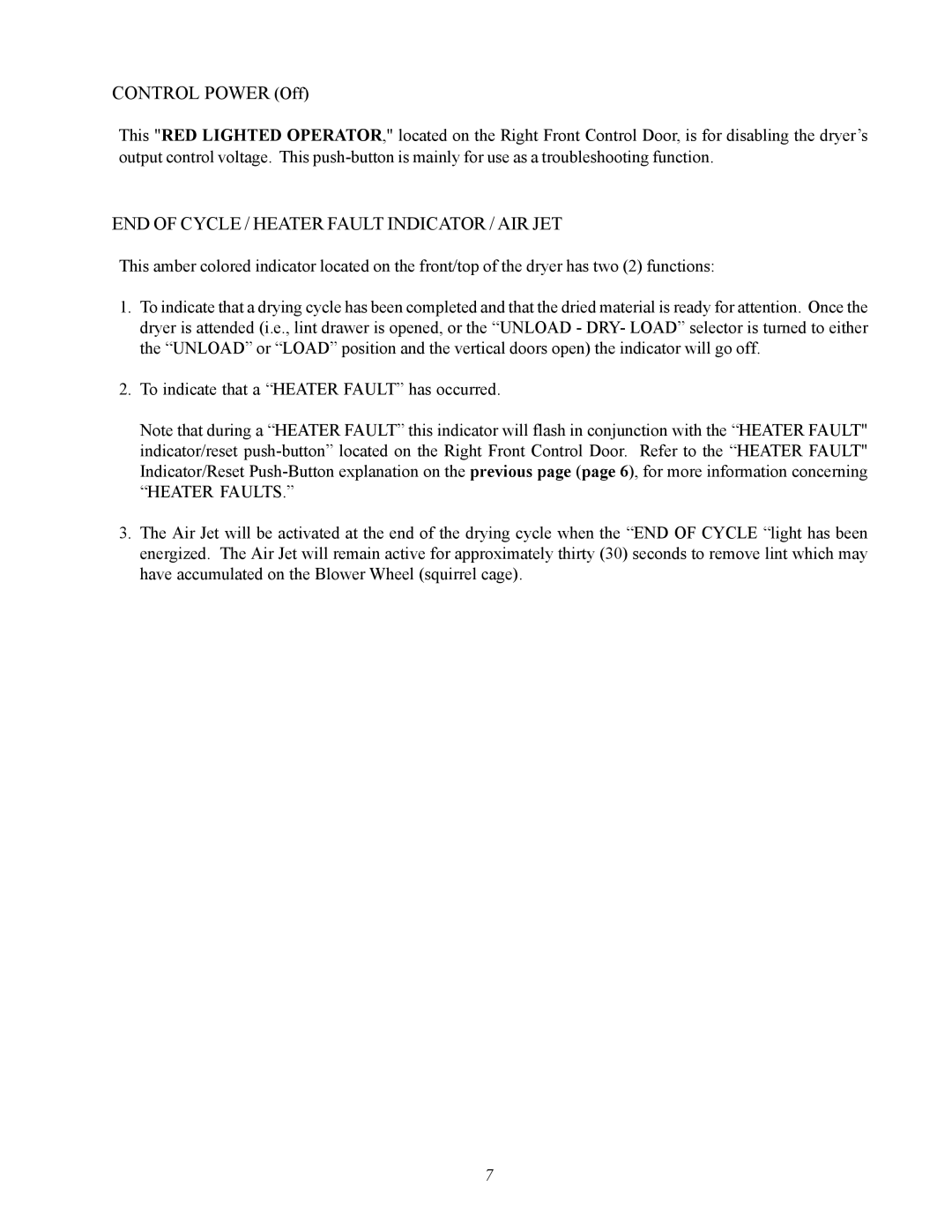 ADC AD-410 service manual END of Cycle / Heater Fault Indicator / AIR JET 