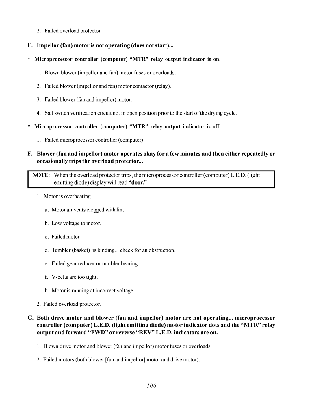 ADC AD-410 service manual Impellor fan motor is not operating does not start 