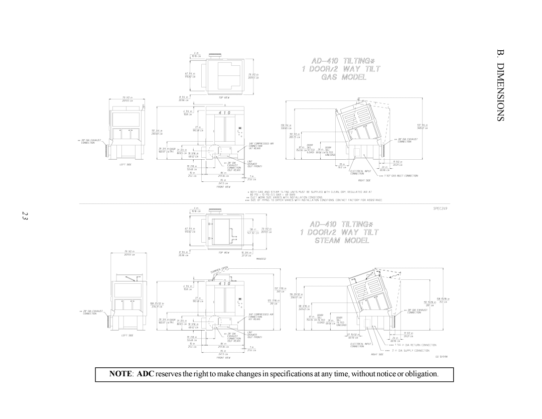 ADC AD-410 service manual Dimensions 