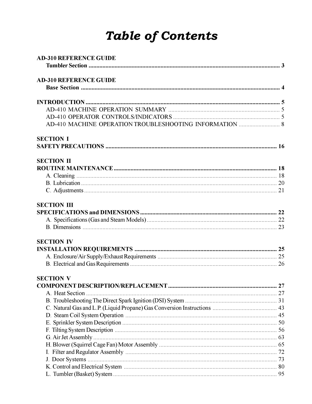 ADC AD-410 service manual Table of Contents 