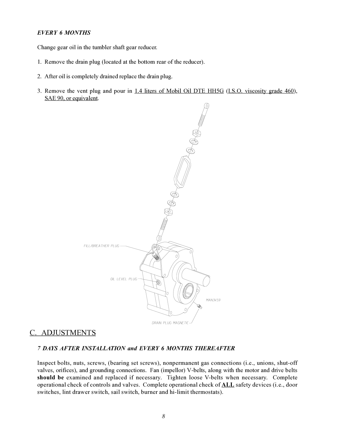 ADC AD-464 service manual Adjustments, Days After Installation and Every 6 Months Thereafter 