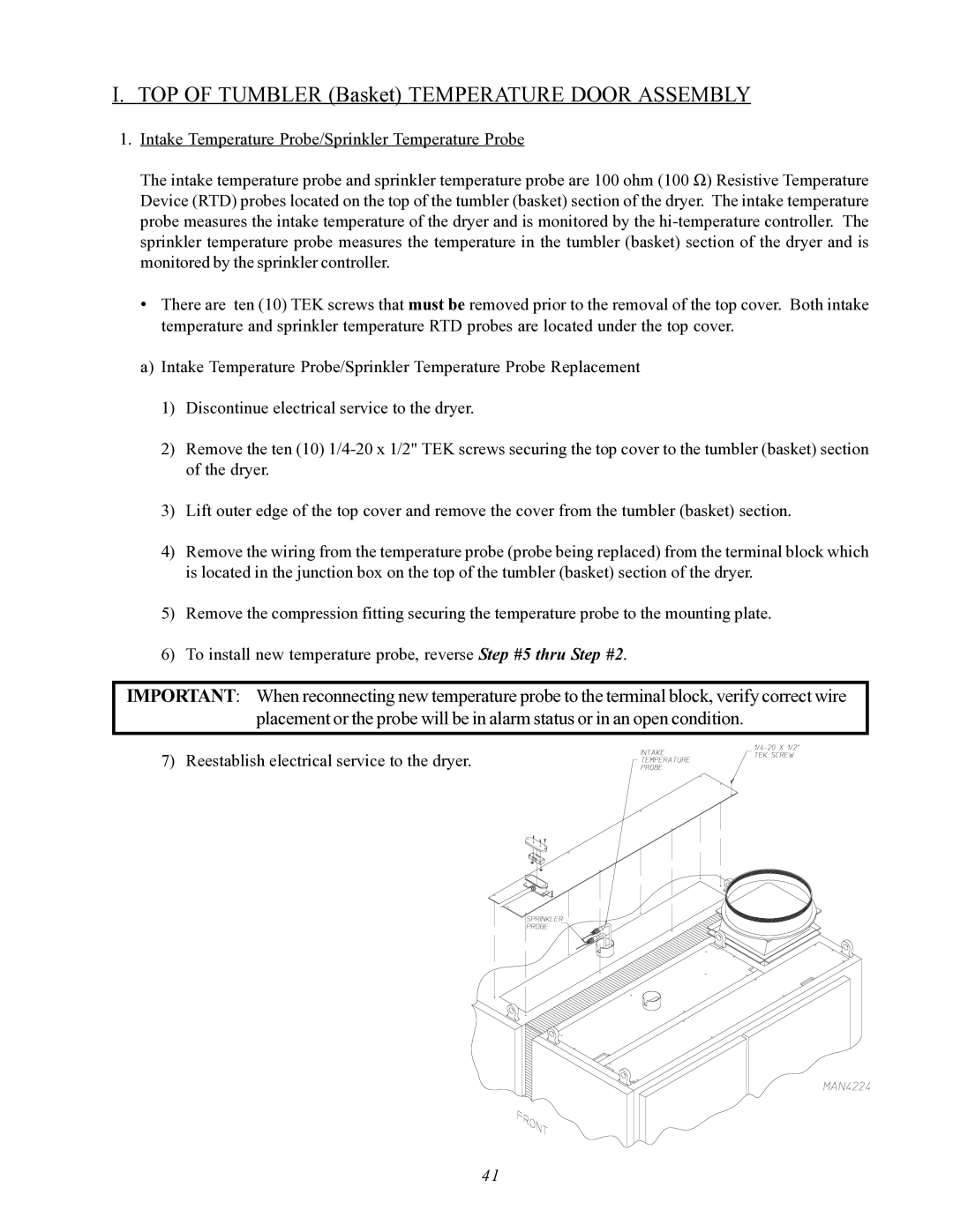 ADC AD-464 service manual TOP of Tumbler Basket Temperature Door Assembly 