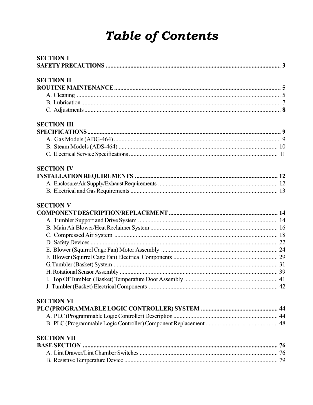 ADC AD-464 service manual Table of Contents 