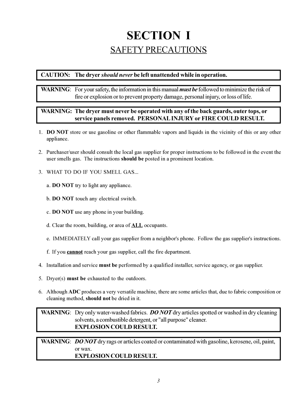 ADC AD-464 service manual Safety Precautions, Explosion could Result 