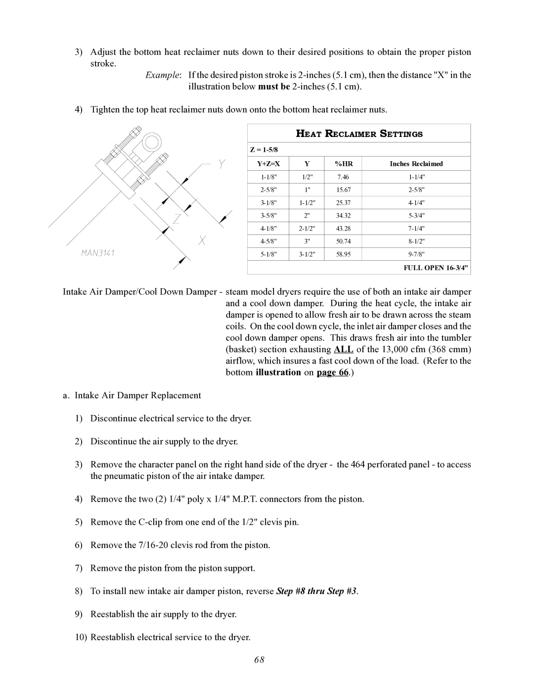 ADC AD-464 service manual Heat Reclaimer Settings 