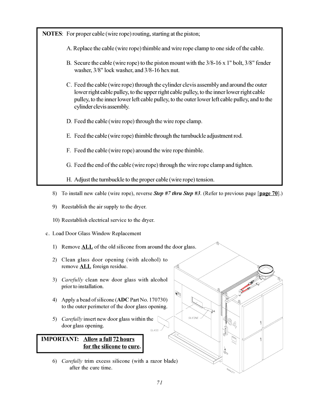 ADC AD-464 service manual Important Allow a full 72 hours for the silicone to cure 