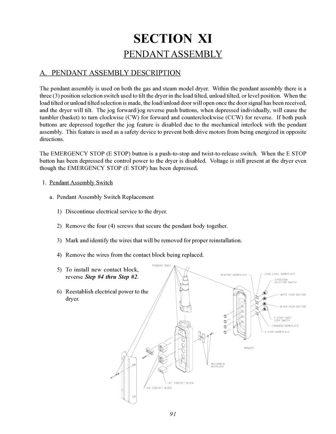 ADC AD-464 service manual Pendant Assembly Description 