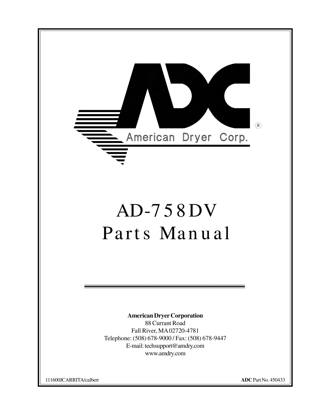 ADC AD-758DV manual 