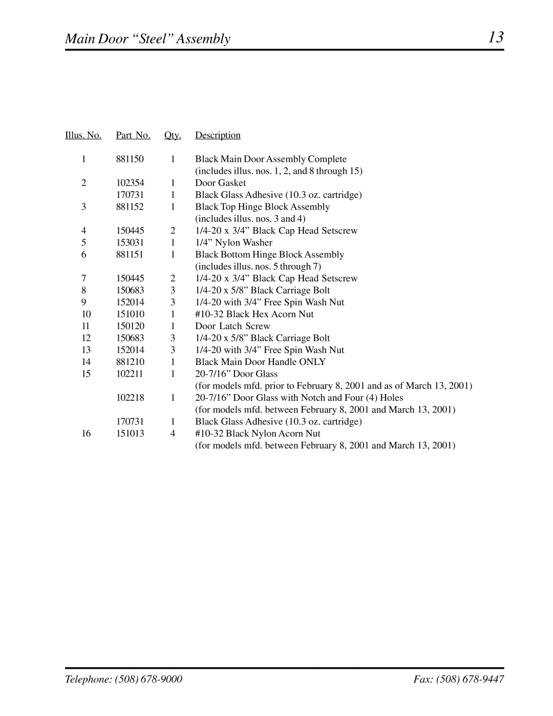 ADC AD-758DV manual Main Door Steel Assembly 