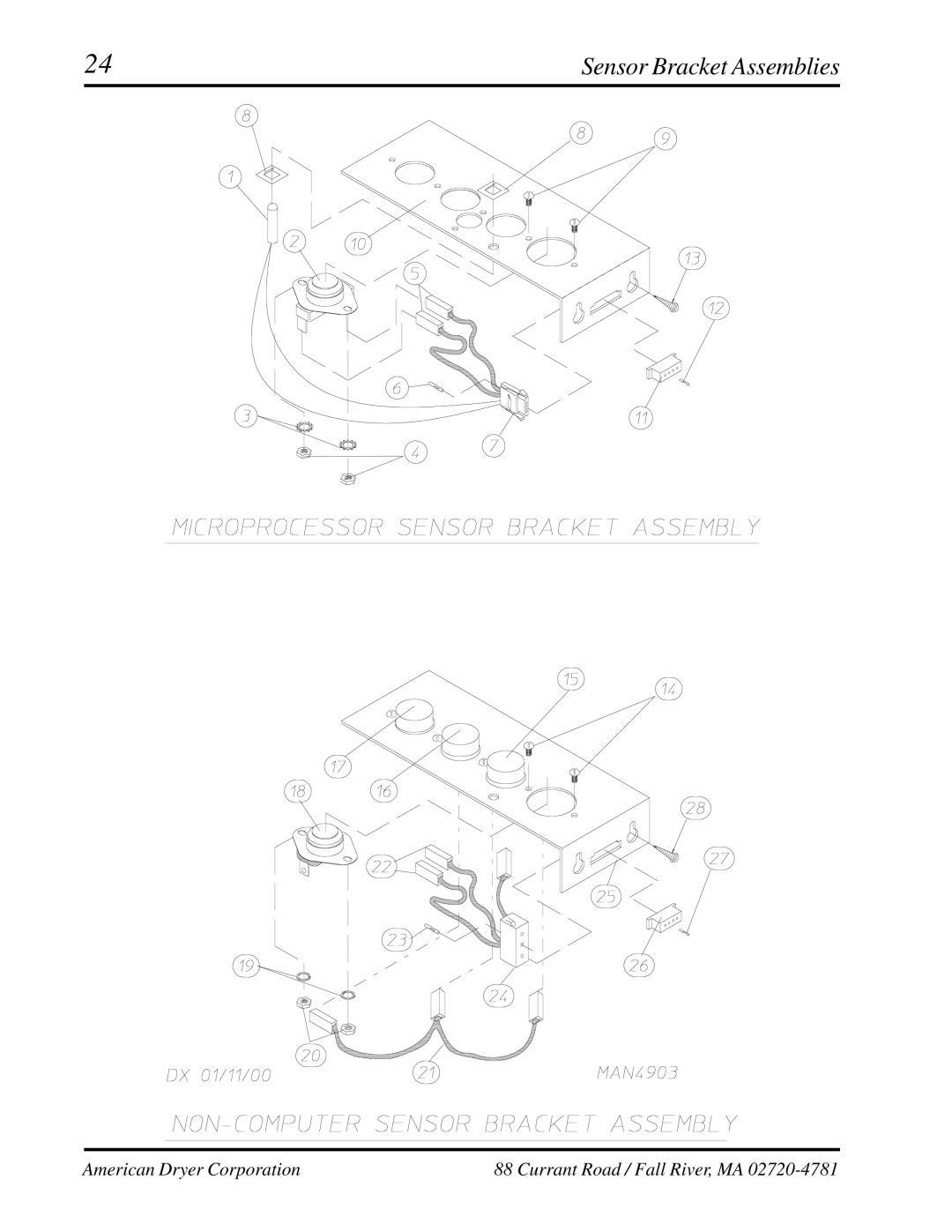 ADC AD-758DV manual Sensor Bracket Assemblies 