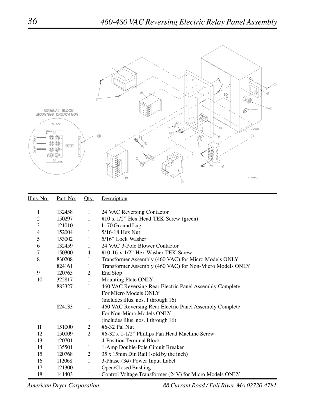 ADC AD-758DV manual VAC Reversing Electric Relay Panel Assembly 