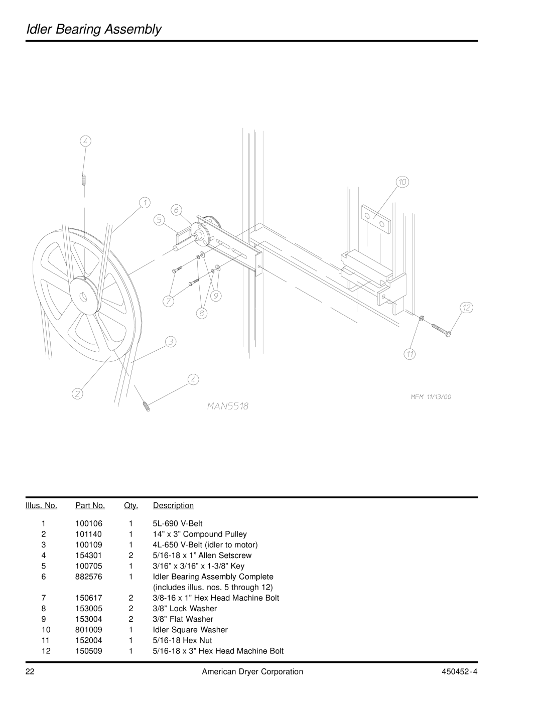 ADC AD-81 manual Idler Bearing Assembly 