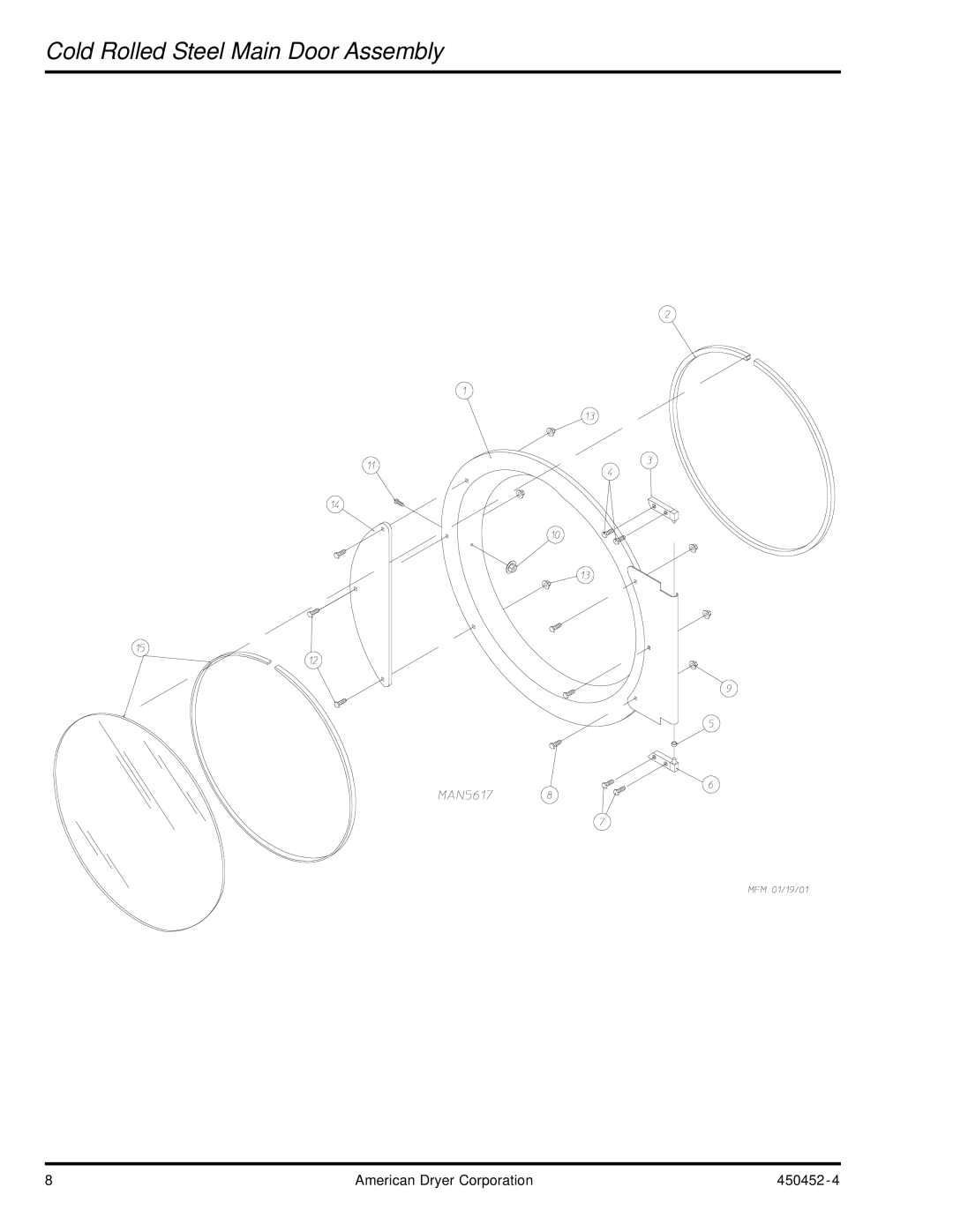 ADC AD-81 manual Cold Rolled Steel Main Door Assembly 