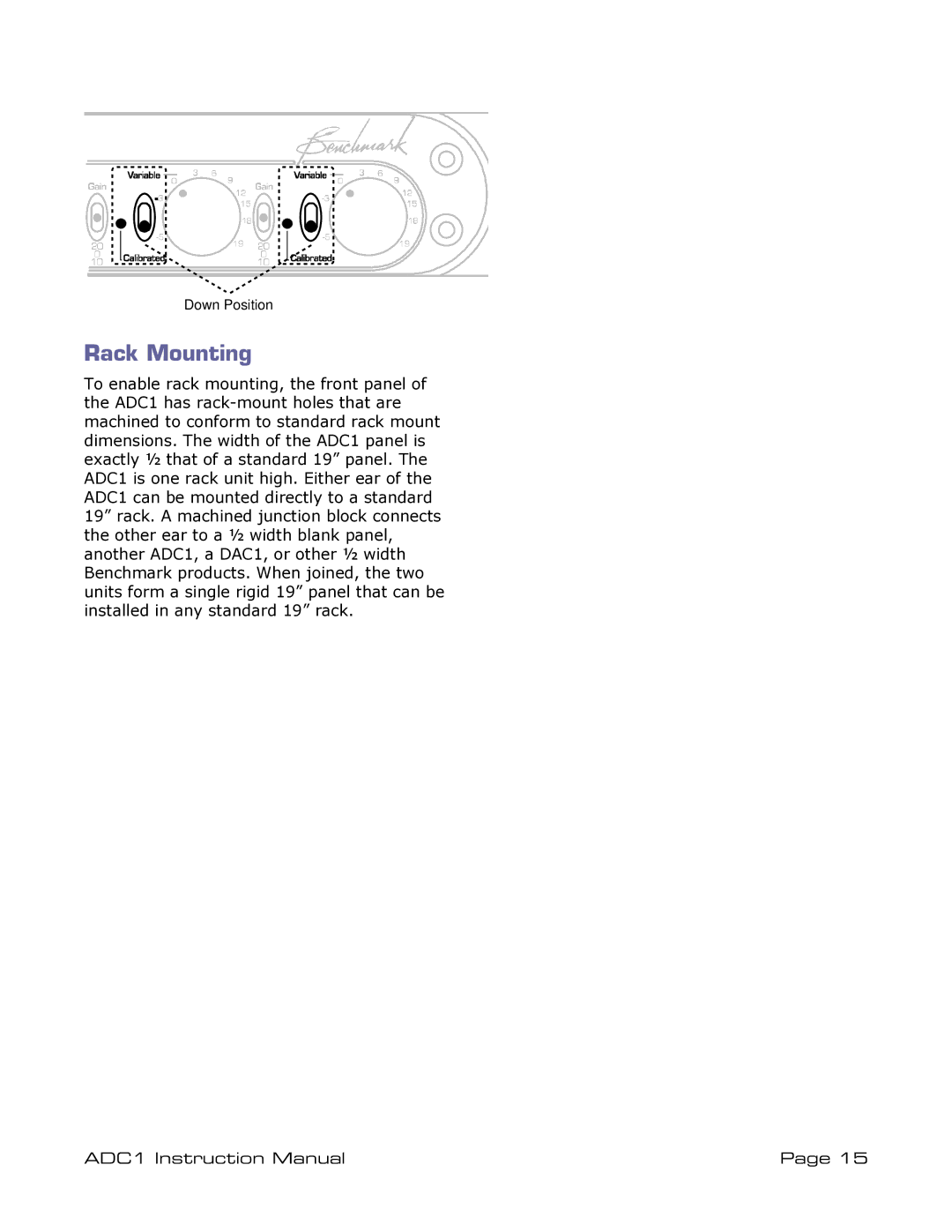 ADC ADDC1 instruction manual Rack Mounting 