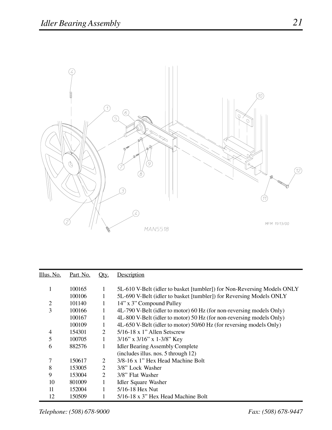 ADC ADG-758 manual Idler Bearing Assembly 