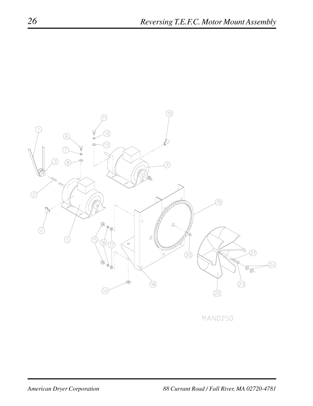 ADC ADG-758 manual Reversing T.E.F.C. Motor Mount Assembly 