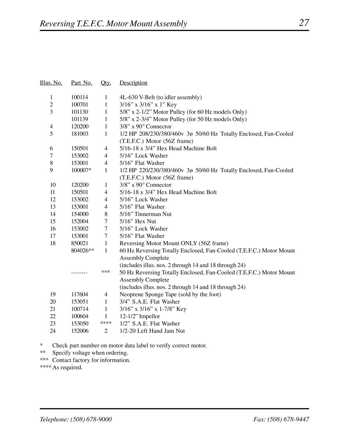 ADC ADG-758 manual Reversing T.E.F.C. Motor Mount Assembly 