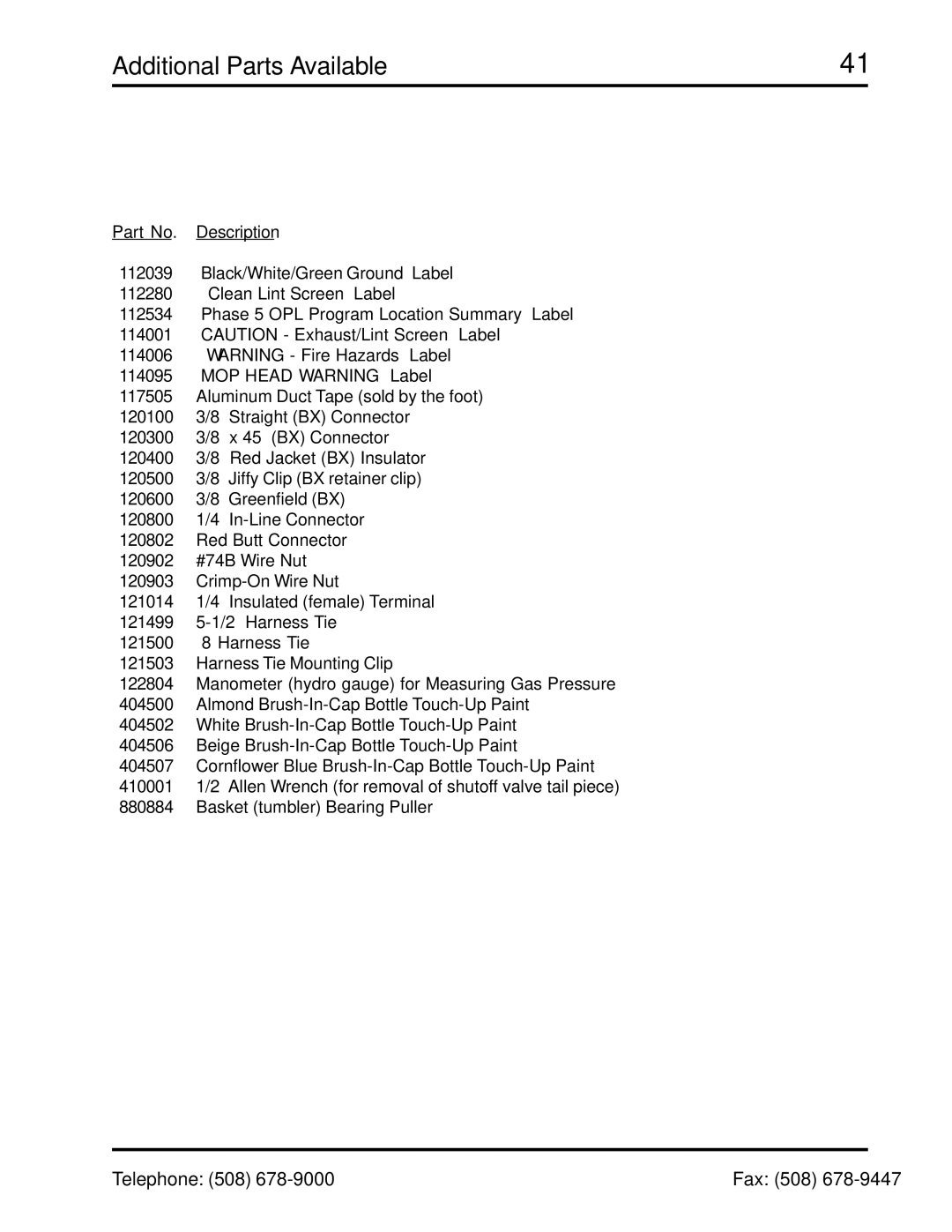 ADC ADG-758 manual Additional Parts Available 