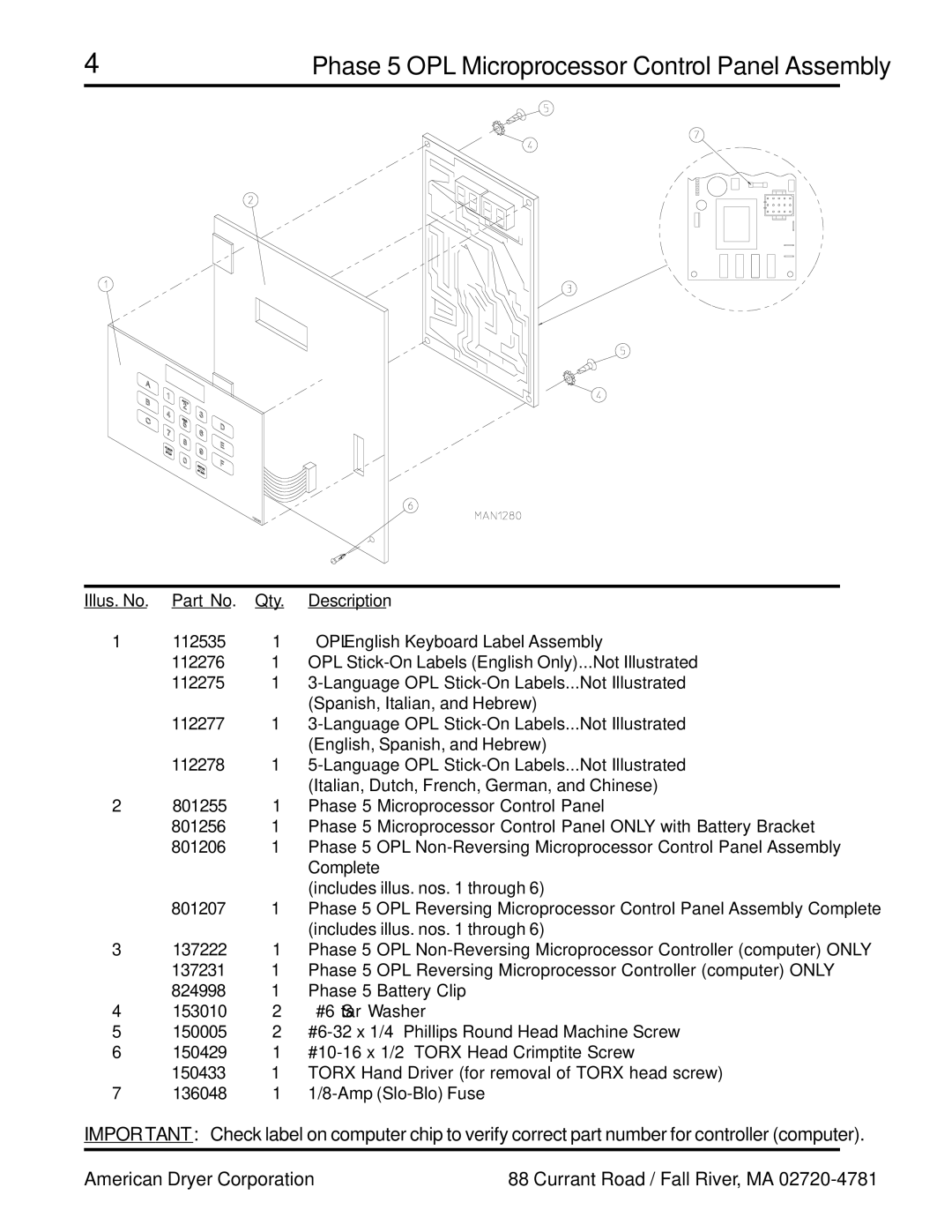 ADC ADG-758 manual Phase 5 OPL Microprocessor Control Panel Assembly 