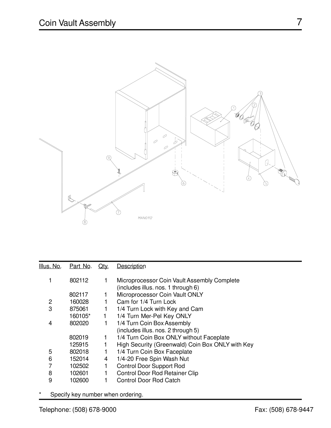 ADC ADG-758 manual Coin Vault Assembly 