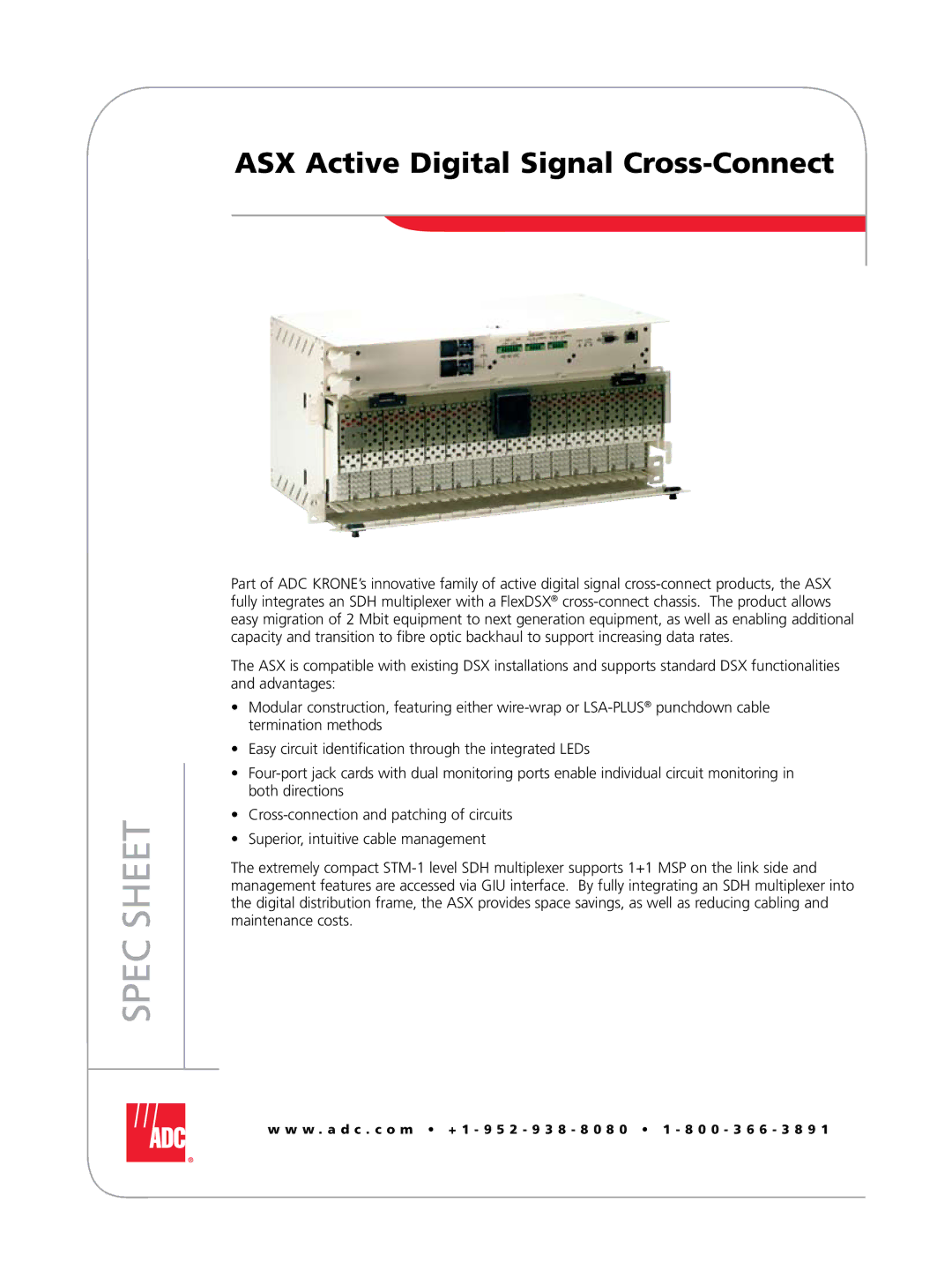 ADC ASX manual Spec Sheet 