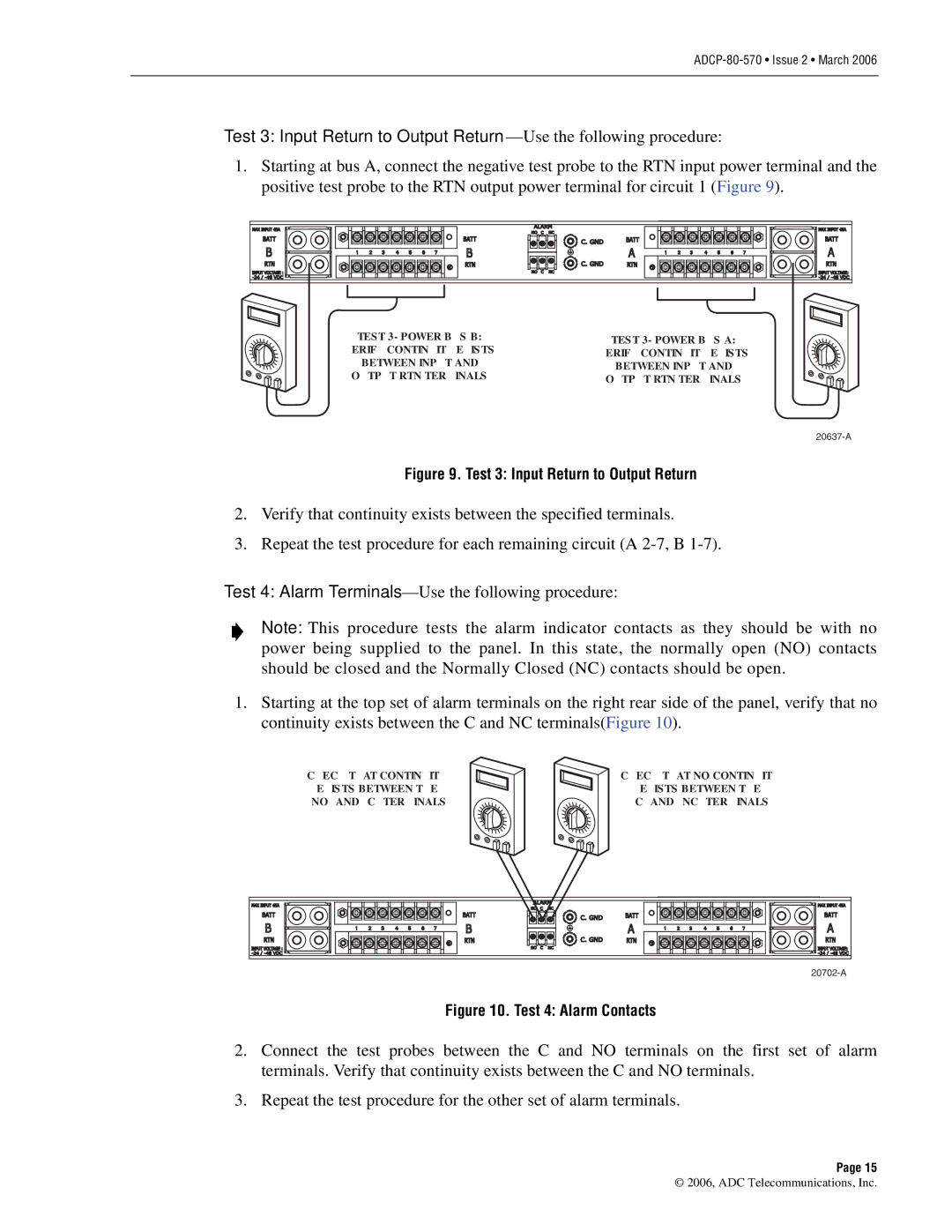 ADC Circuit Breaker Panel With Reset Switch user manual Test 3 Input Return to Output Return 