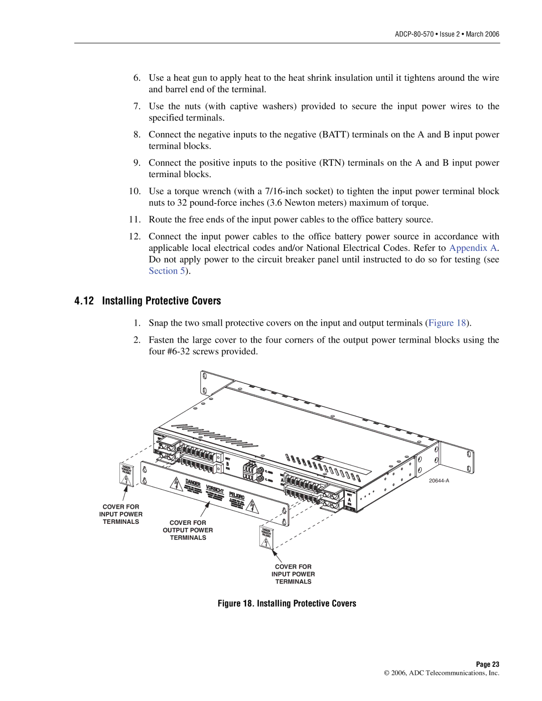 ADC Circuit Breaker Panel With Reset Switch user manual Installing Protective Covers 