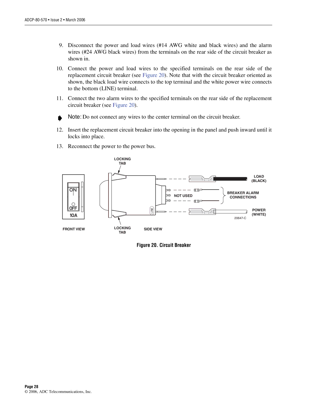 ADC Circuit Breaker Panel With Reset Switch user manual 