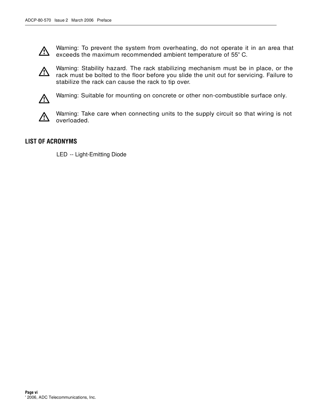 ADC Circuit Breaker Panel With Reset Switch user manual List of Acronyms 