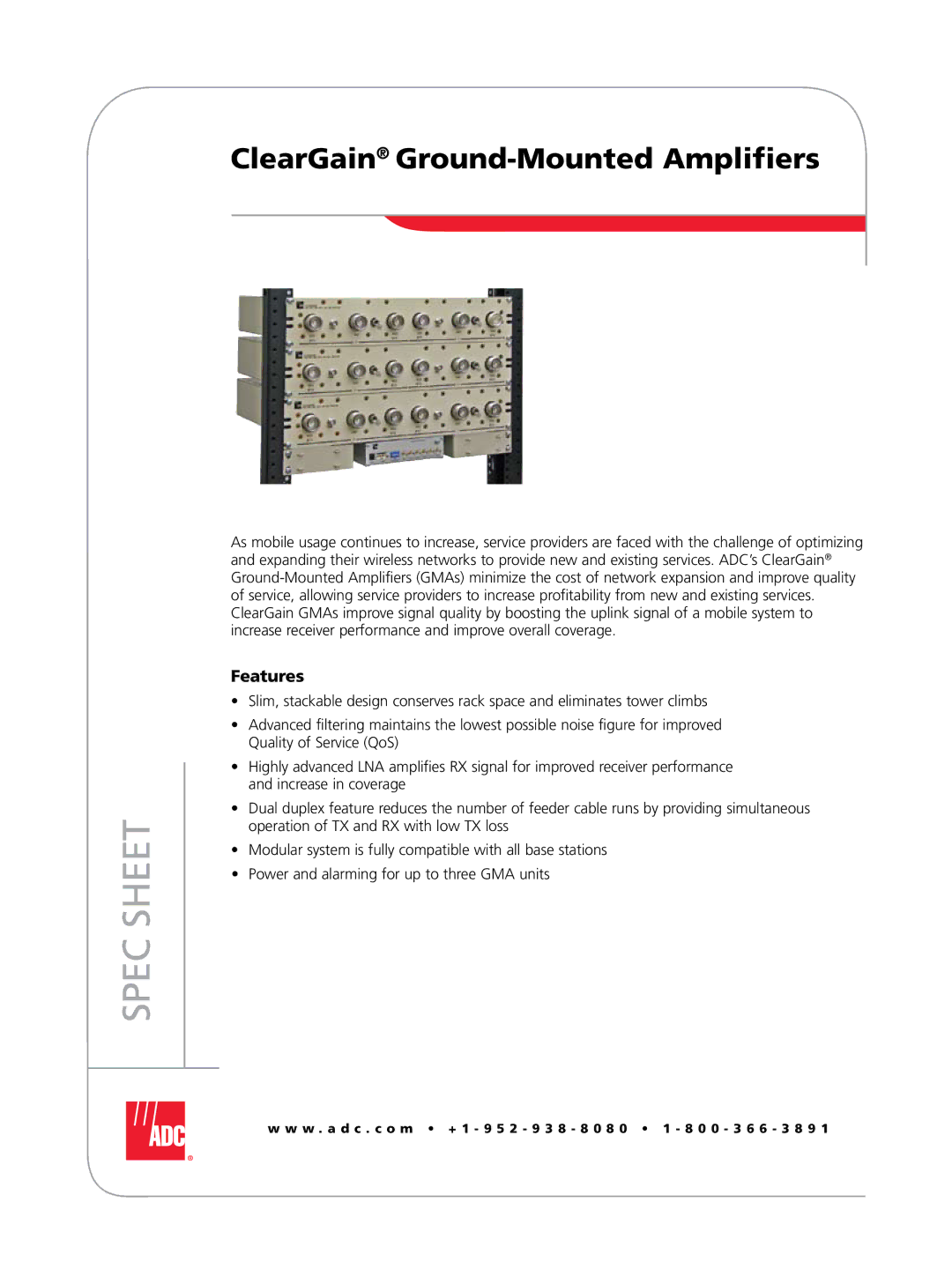 ADC ClearGain manual Spec Sheet 