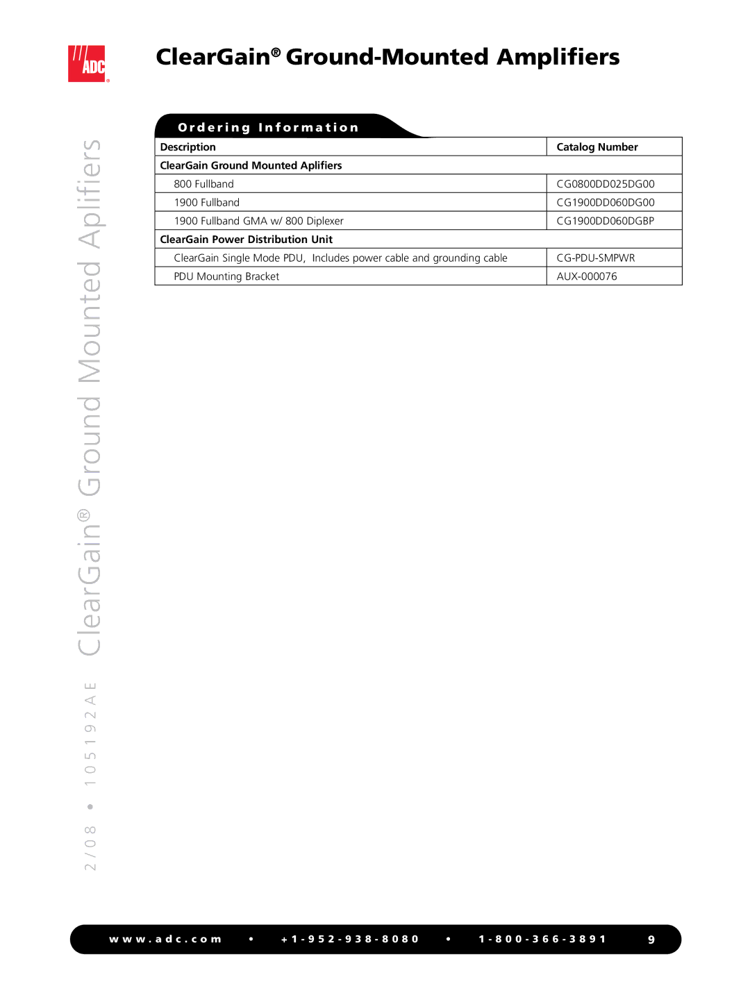 ADC ClearGain manual D e r i n g I n f o r m a t i o n 