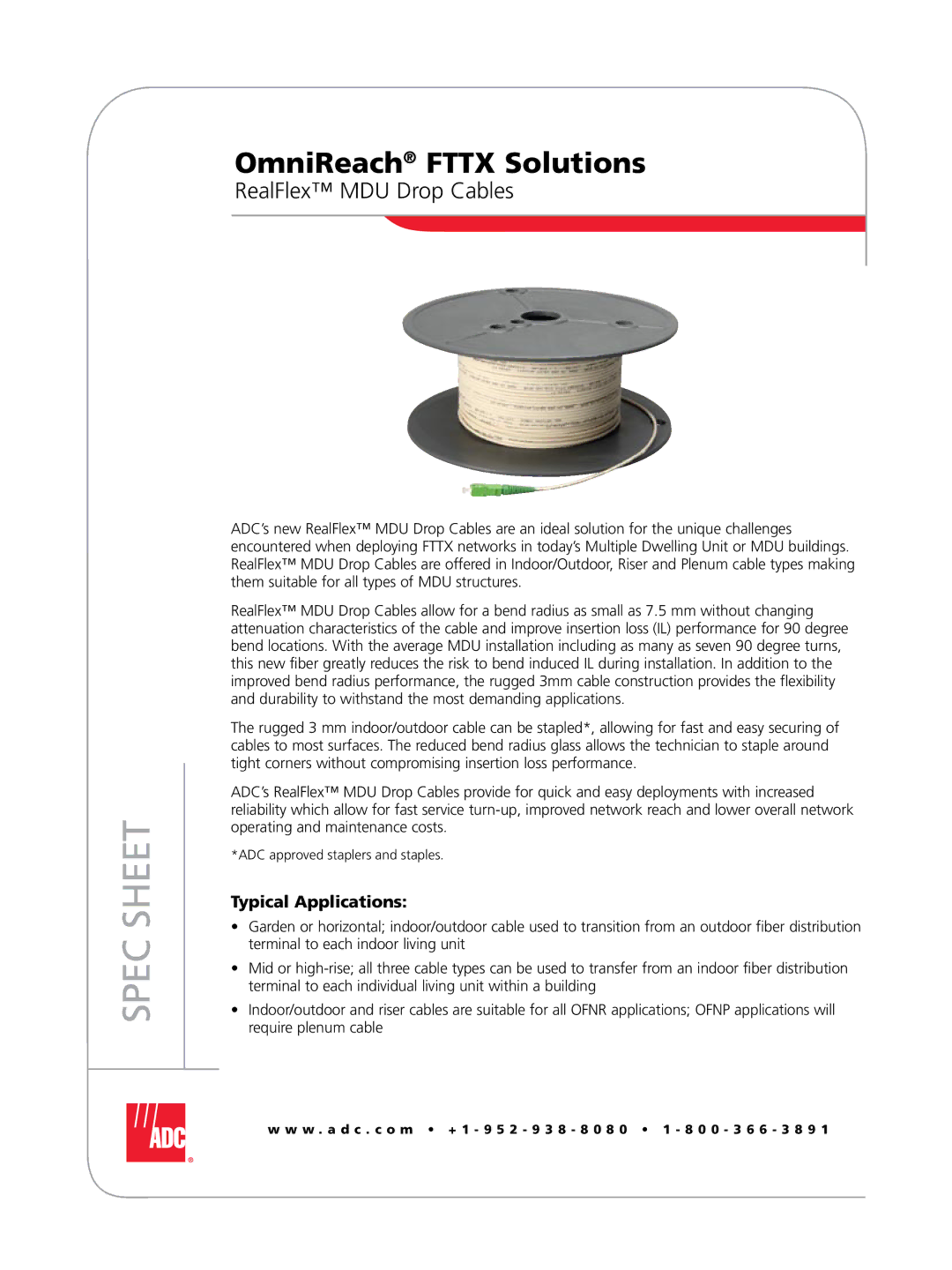 ADC Drop Cables manual Spec Sheet 