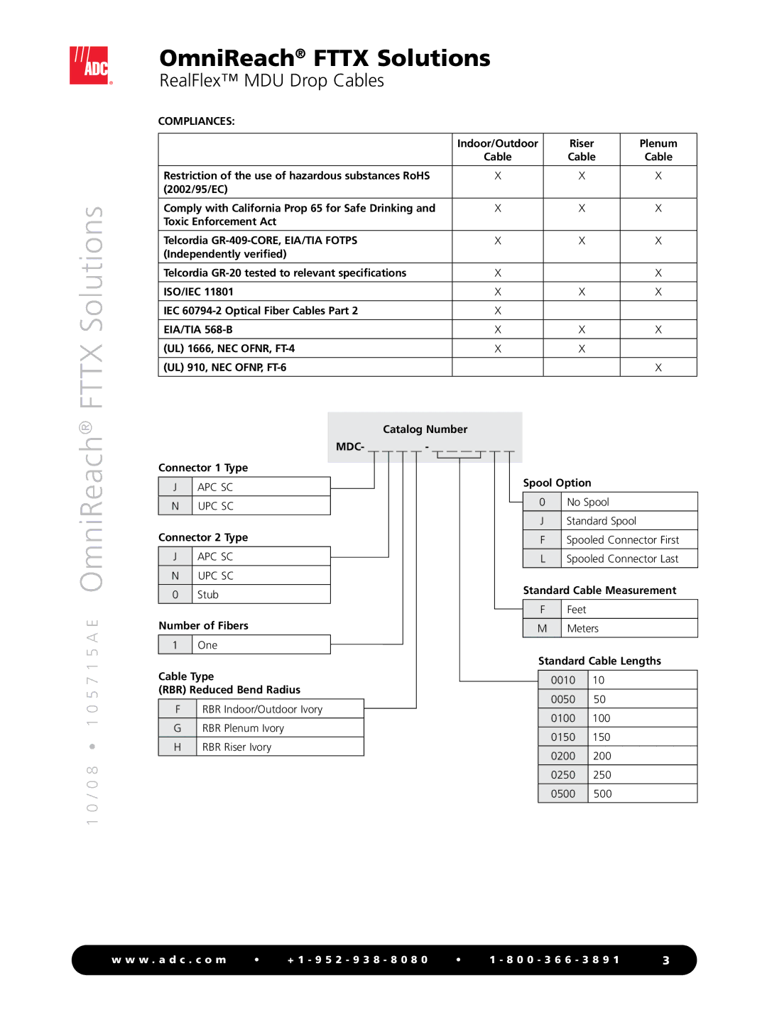 ADC Drop Cables manual Fttx Solutions, E OmniReach 