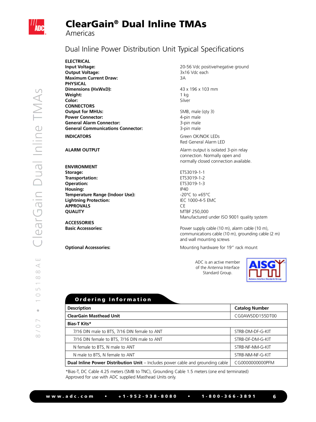 ADC Dual Inline TMAs manual D e r i n g I n f o r m a t i o n 